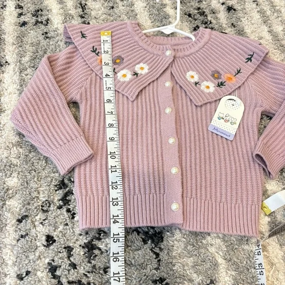 Moonut Purple Toddler Cardigan with Floral Embroidery size 3T - Picture 7 of 7